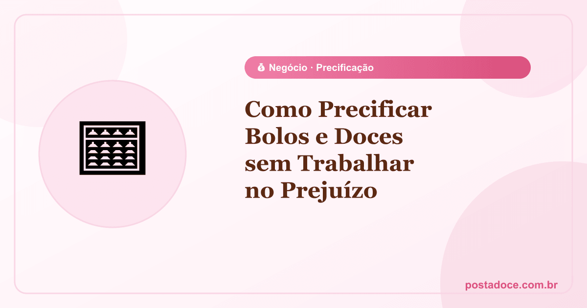 Ilustração de calculadora e bolo representando a precificação correta de bolos e doces para confeitaria